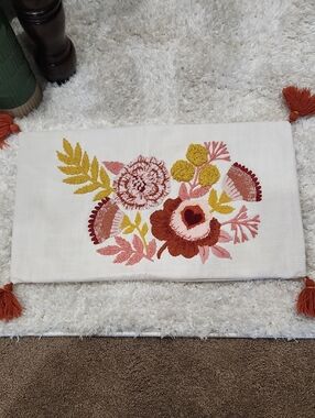 Target White Decorative Pillow Cover with Multicolor Floral Embroidery Set Of 2.